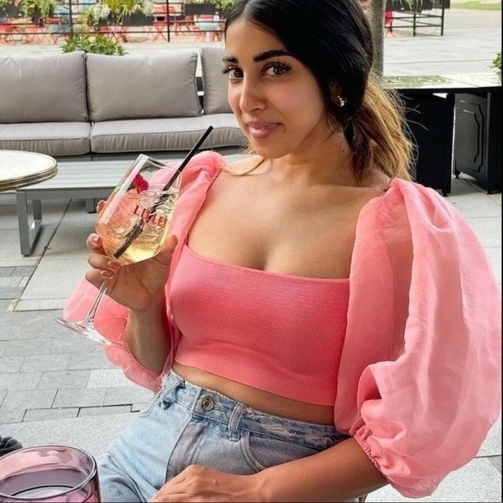 Zara Puff Sleeve Crop Top Pink Sheer Organza SOLD - Picture 14 of 16